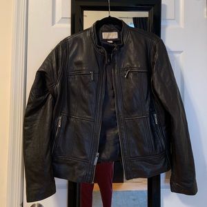 Black Leather Michael Kors motorcycle jacket XL
